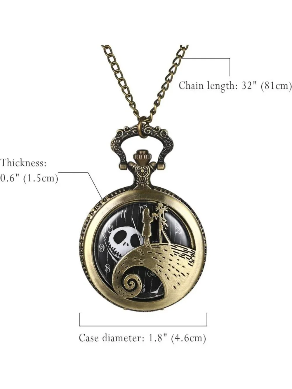 Unisex Gold Analog Christmas Antique Quartz Pendant Chain Necklace Pocket Watch